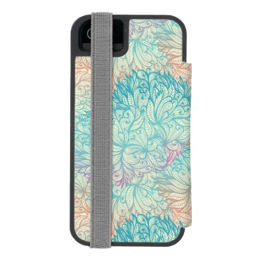 Mehrfarbenblumengekritzel-Muster Incipio iPhone Geldbeutel-Hülle (Folio Rückseite)