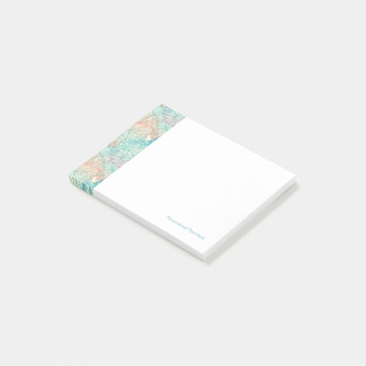 Mehrfarbenblumengekritzel-Muster Post-it Klebezettel (angewinkelt)