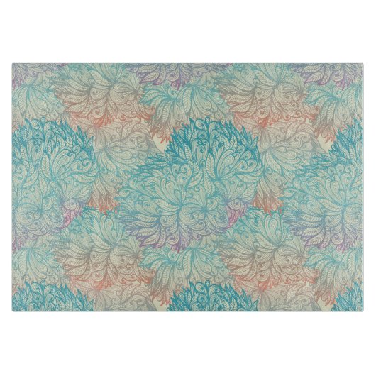 Mehrfarbenblumengekritzel-Muster Schneidebrett (Vorderseite)