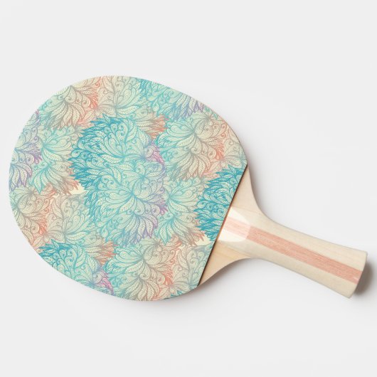 Mehrfarbenblumengekritzel-Muster Tischtennis Schläger (Seitenansicht)