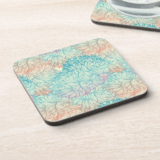 Mehrfarbenblumengekritzel-Muster Untersetzer (Linke Seite)