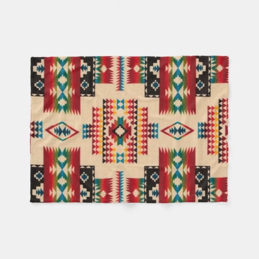 MEHRFARBENdiamant-aztekischer Druck Fleecedecke (Vorderseite (Horizontal))