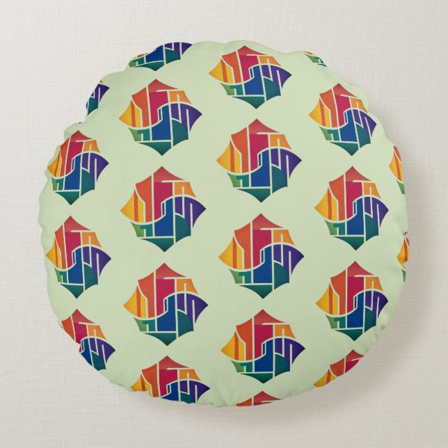 MEHRFARBENE DESIGN RUNDES KISSEN (Vorderseite)