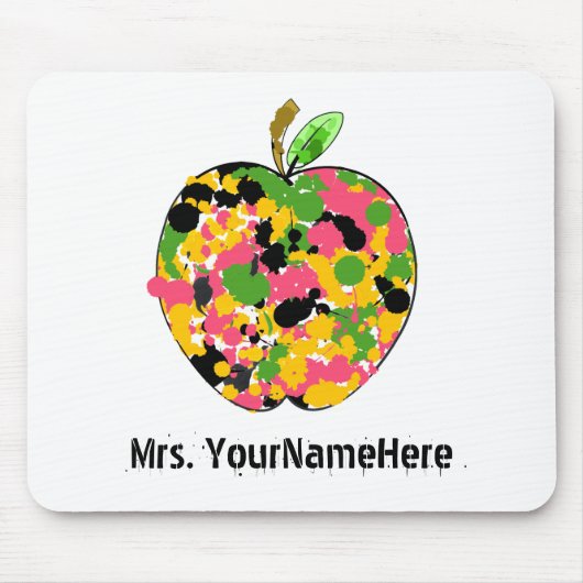 Mehrfarbenfarben-Spritzer-Apple-Lehrer Mousepad (Vorne)