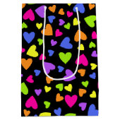 Mehrfarbenherzen auf Schwarzem Mittlere Geschenktüte (Rückseite)