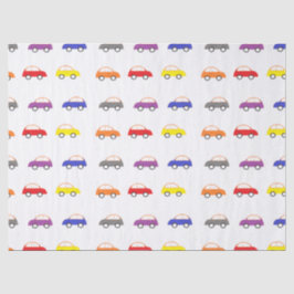 Mehrfarbenminiautos auf Weiß Seidenpapier