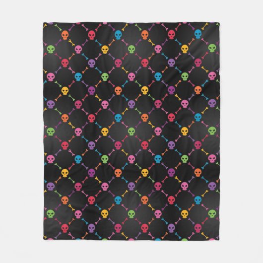 Mehrfarbenmuster mit den Schädeln Fleecedecke (Vorderseite)