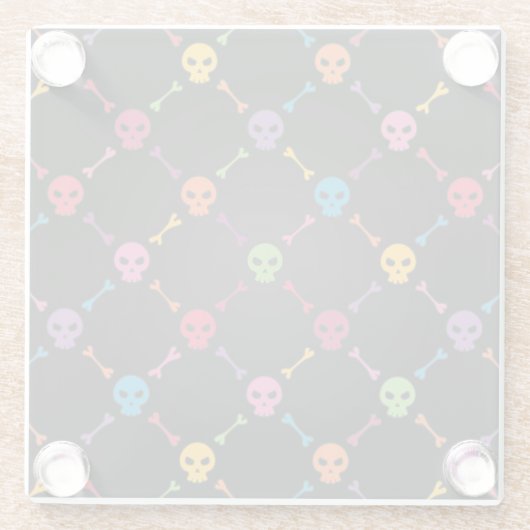 Mehrfarbenmuster mit den Schädeln Glasuntersetzer (Rückseite)