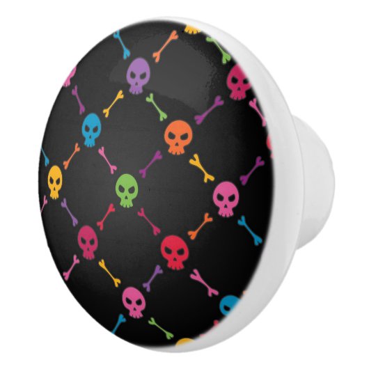 Mehrfarbenmuster mit den Schädeln Keramikknauf (Rechts)