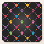 Mehrfarbenmuster mit den Schädeln Rechteckiger Pappuntersetzer (Vorderseite)