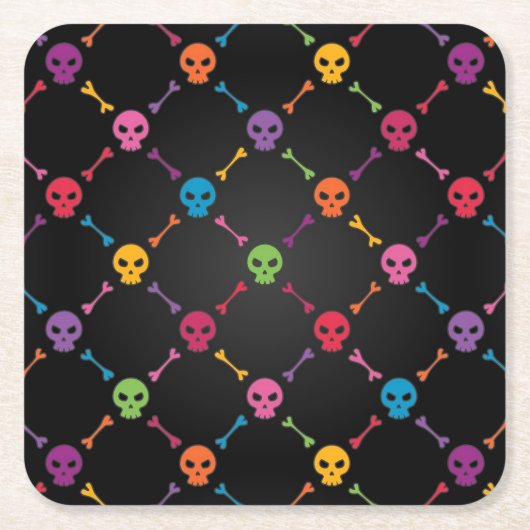 Mehrfarbenmuster mit den Schädeln Rechteckiger Pappuntersetzer (Vorderseite)