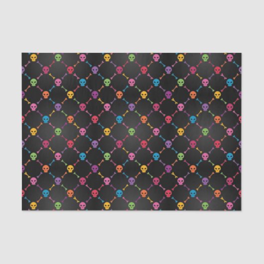 Mehrfarbenmuster mit den Schädeln Seidenpapier (Vorderseite)