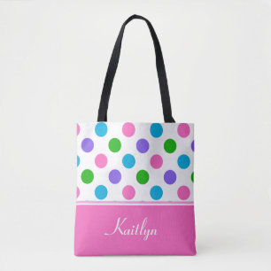 Mehrfarbenpolka-Punkte und zacken personalisiertes Tasche