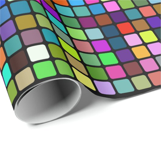 Mehrfarbenquadrat deckt Muster mit Ziegeln Geschenkpapier (Rolleneckpunkt)