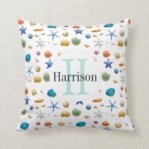 Mehrfarbenseemonogramm der seeMuschel-  Kissen