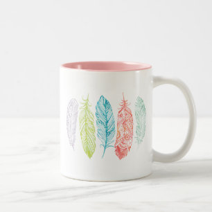 Mehrfarbenwatercolor-Feder-Stammes- Druck-Tasse Zweifarbige Tasse