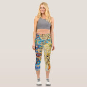 mehrfarbig Abstrakt einzigartig Capri Leggings (Vorderseite)
