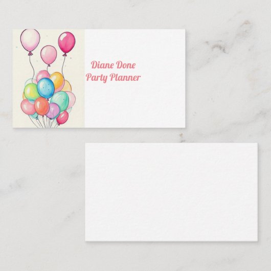 Mehrfarbig-Balloons-Visitenkarte Visitenkarte (Vorne/Hinten)