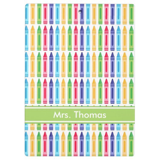 Mehrfarbig Crayon Personalisiert Clipboard Klemmbrett (Rückseite)