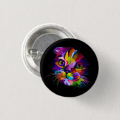 Mehrfarbig Kitten Pop Art Button (Vorne & Hinten)