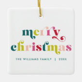 Mehrfarbig Moderne frohe Weihnachten Keramikornament (Vorderseite)