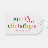 Mehrfarbig Moderne frohe Weihnachtsnamen Geschenkanhänger (Vorderseite (Horizontal))