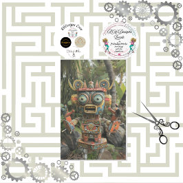 Mehrfarbig-orange-grüne Roboterdecoup Seidenpapier