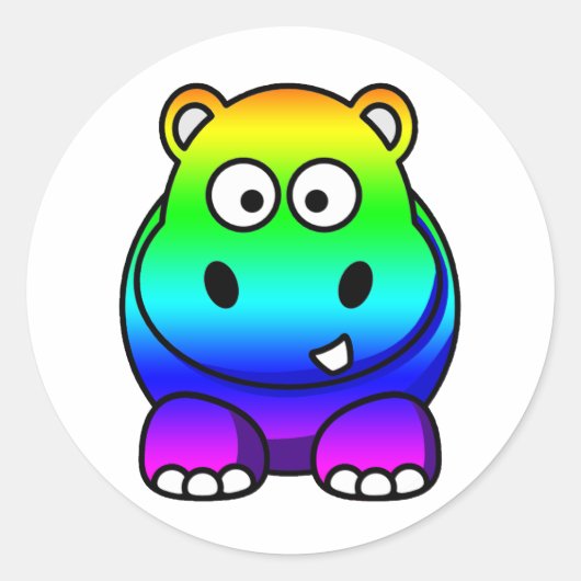 Mehrfarbig, Regenbogen Hippo Runder Aufkleber (Vorderseite)