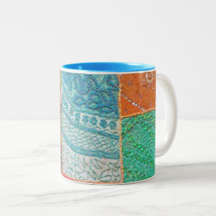 MEHRFARBIG/ROSA,BLAU,GRÜN,ORANGE/STRUKTUR-Optik Zweifarbige Tasse