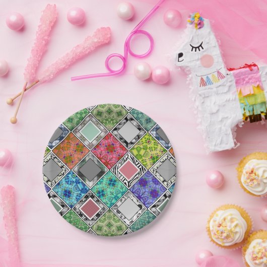 mehrfarbig , rustikal , Patchwork , Patchwork , Pa Pappteller (Party)