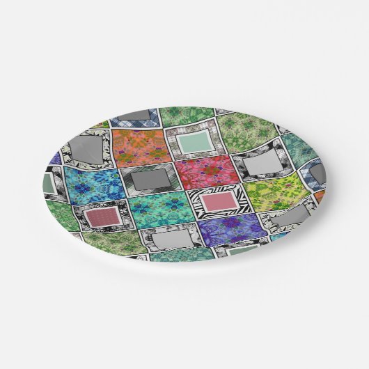mehrfarbig , rustikal , Patchwork , Patchwork , Pa Pappteller (Schrägansicht)