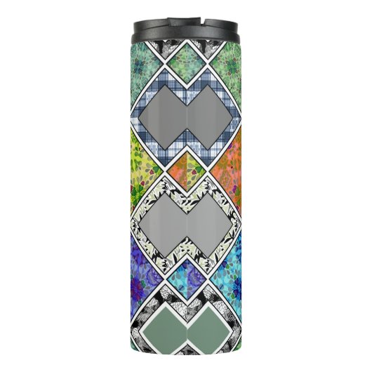 mehrfarbig , rustikal , Patchwork , Patchwork , Pa Thermosbecher (Rückseite)