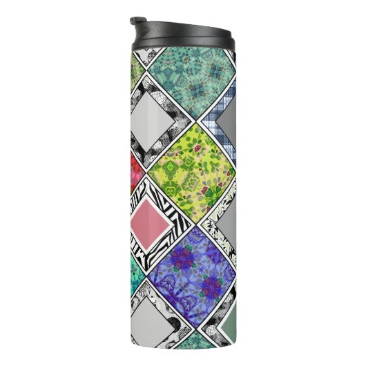 mehrfarbig , rustikal , Patchwork , Patchwork , Pa Thermosbecher (Nach rechts gedreht)