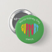 Mehrfarbig - Weltnierentag  Button (Vorne & Hinten)
