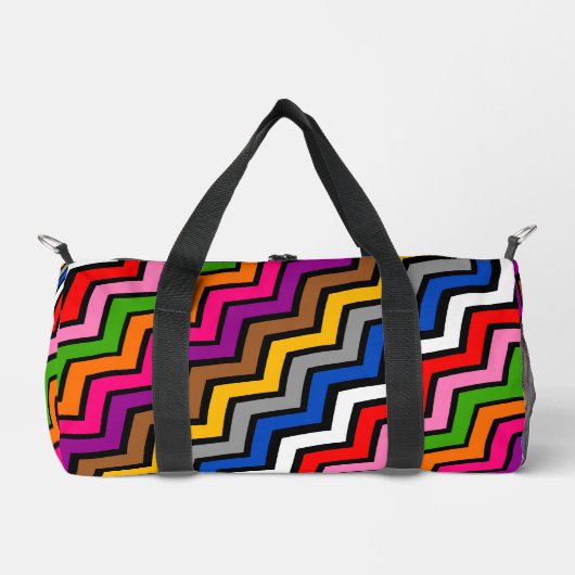 Mehrfarbig Zigzag Zickzack Black Design Duffle Bag (Vorderseite)