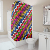 Mehrfarbig Zigzag Zickzack Black Design Duschvorhang (Beispiel)