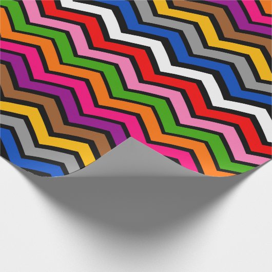 Mehrfarbig Zigzag Zickzack Black Design Geschenkpapier (Ecke)