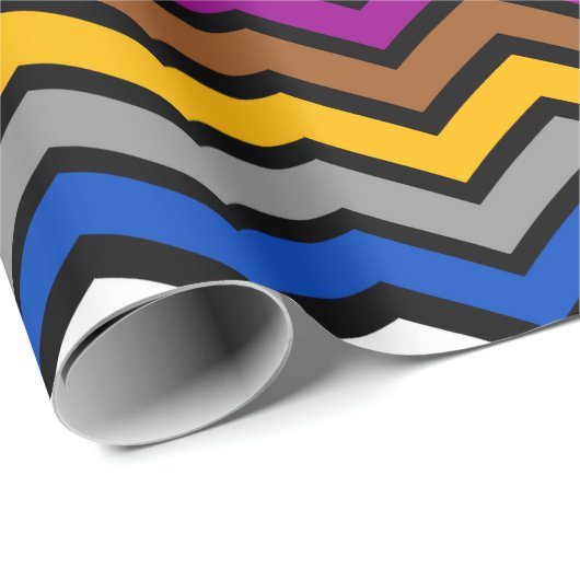 Mehrfarbig Zigzag Zickzack Black Design Geschenkpapier (Rolleneckpunkt)
