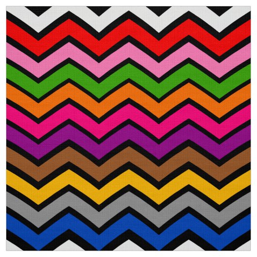 Mehrfarbig Zigzag Zickzack Black Design Stoff (Muster)
