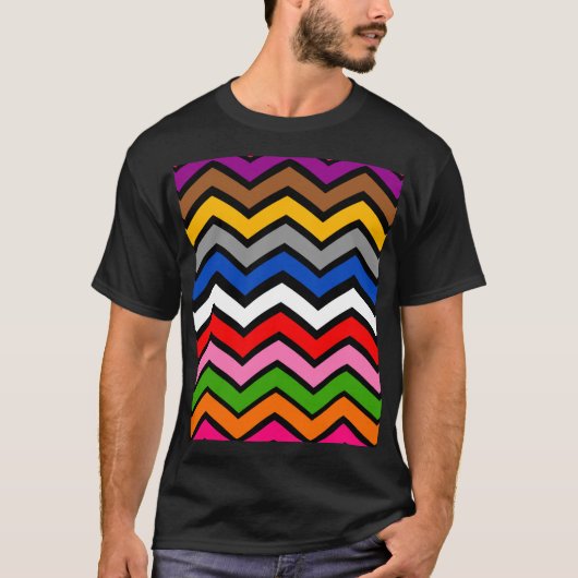 Mehrfarbig Zigzag Zickzack Black Design T-Shirt (Vorderseite)