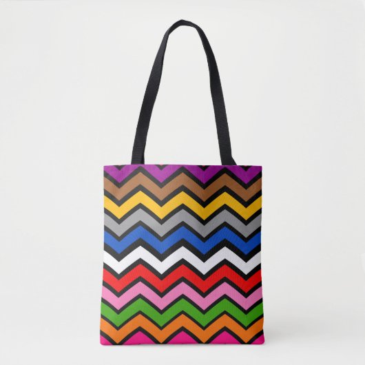 Mehrfarbig Zigzag Zickzack Black Design Tasche (Vorderseite)