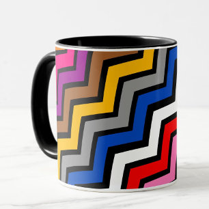 Mehrfarbig Zigzag Zickzack Black Design Tasse