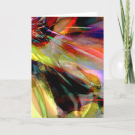 Mehrfarbige Abstrakte Blume in Rot-Gelb-Schwarz Karte