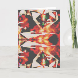 Mehrfarbige Abstrakte Blume in Rot-Gelb-Schwarz Karte