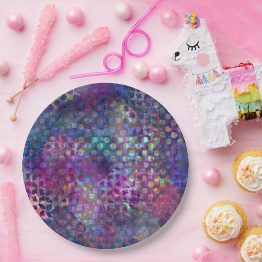 Mehrfarbige abstrakte Digital-Kunst Pappteller (Party)