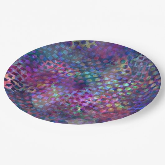 Mehrfarbige abstrakte Digital-Kunst Pappteller (Schrägansicht)