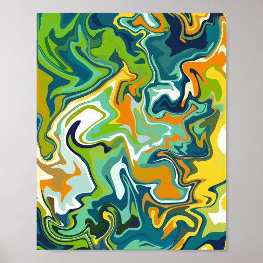 mehrfarbige Abstrakte Fluid-Bewegung Poster (Vorne)