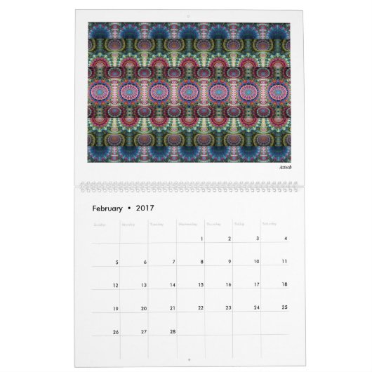 Mehrfarbige Abstrakte Fraktal 2026 Kalender (Feb 2017)