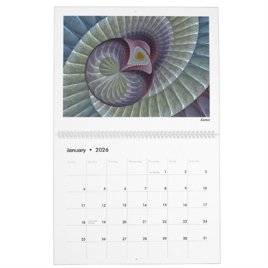 Mehrfarbige Abstrakte Fraktal 2026 Kalender (Jan 2026)