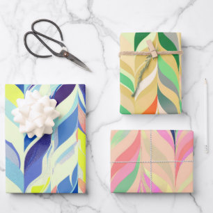 mehrfarbige Abstrakte Streifen Geschenkpapier Set